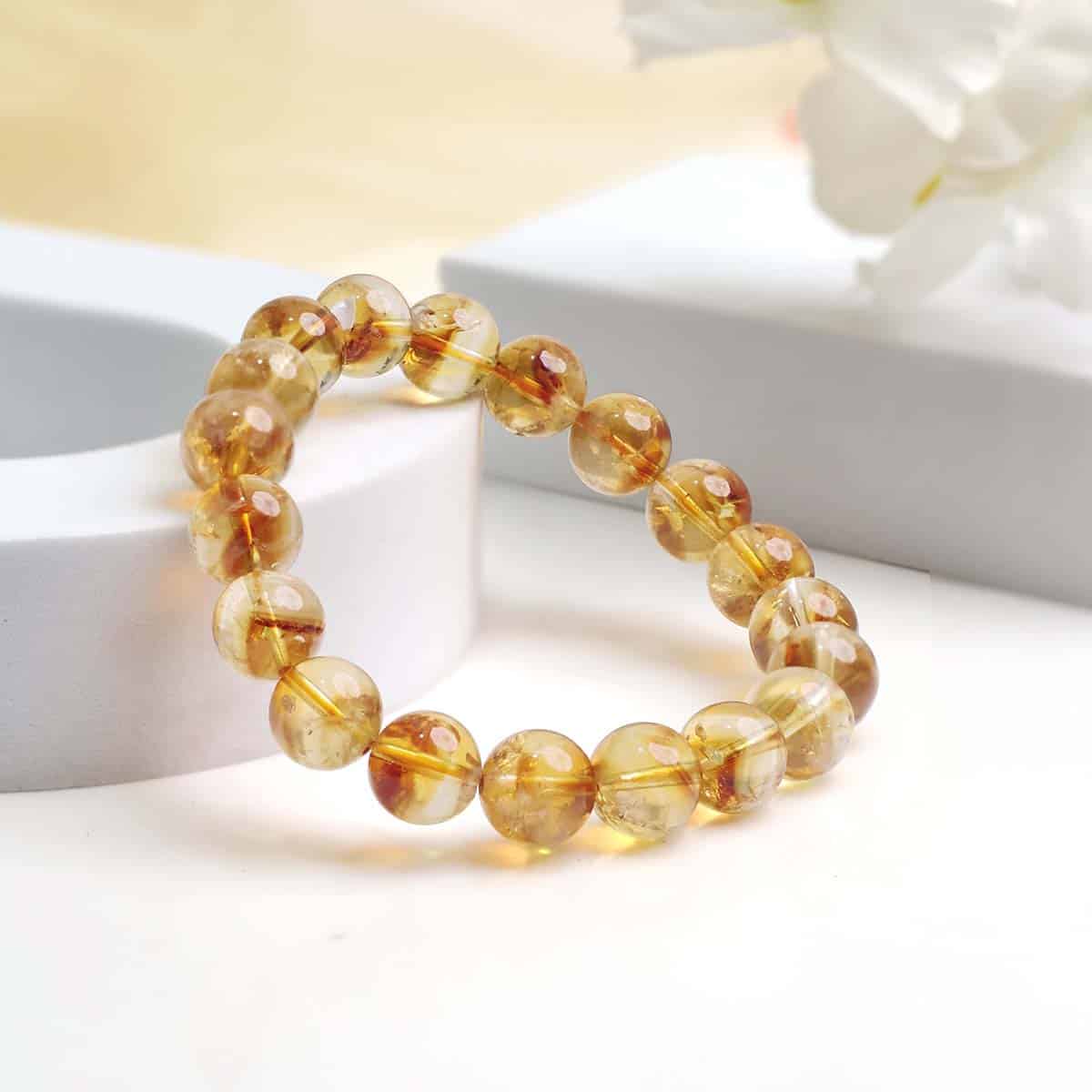 Citrine Bracelet In Round Beads ( Dark ) in India, US, UK, Australia, Europe