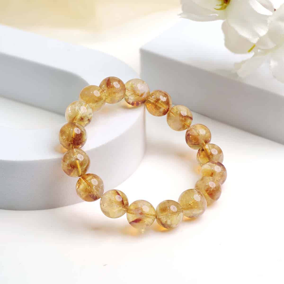Citrine Bracelet In Round Beads ( Dark ) in India, US, UK, Australia, Europe
