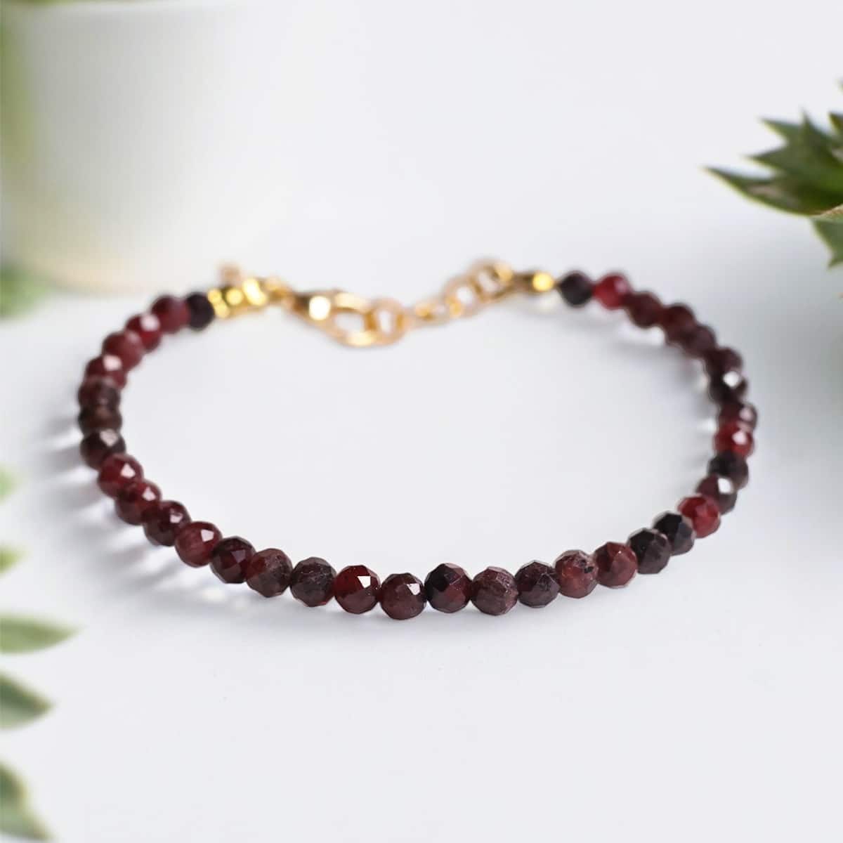 Garnet Bracelet In 4mm Beads Faceted in India, US, UK, Australia, Europe