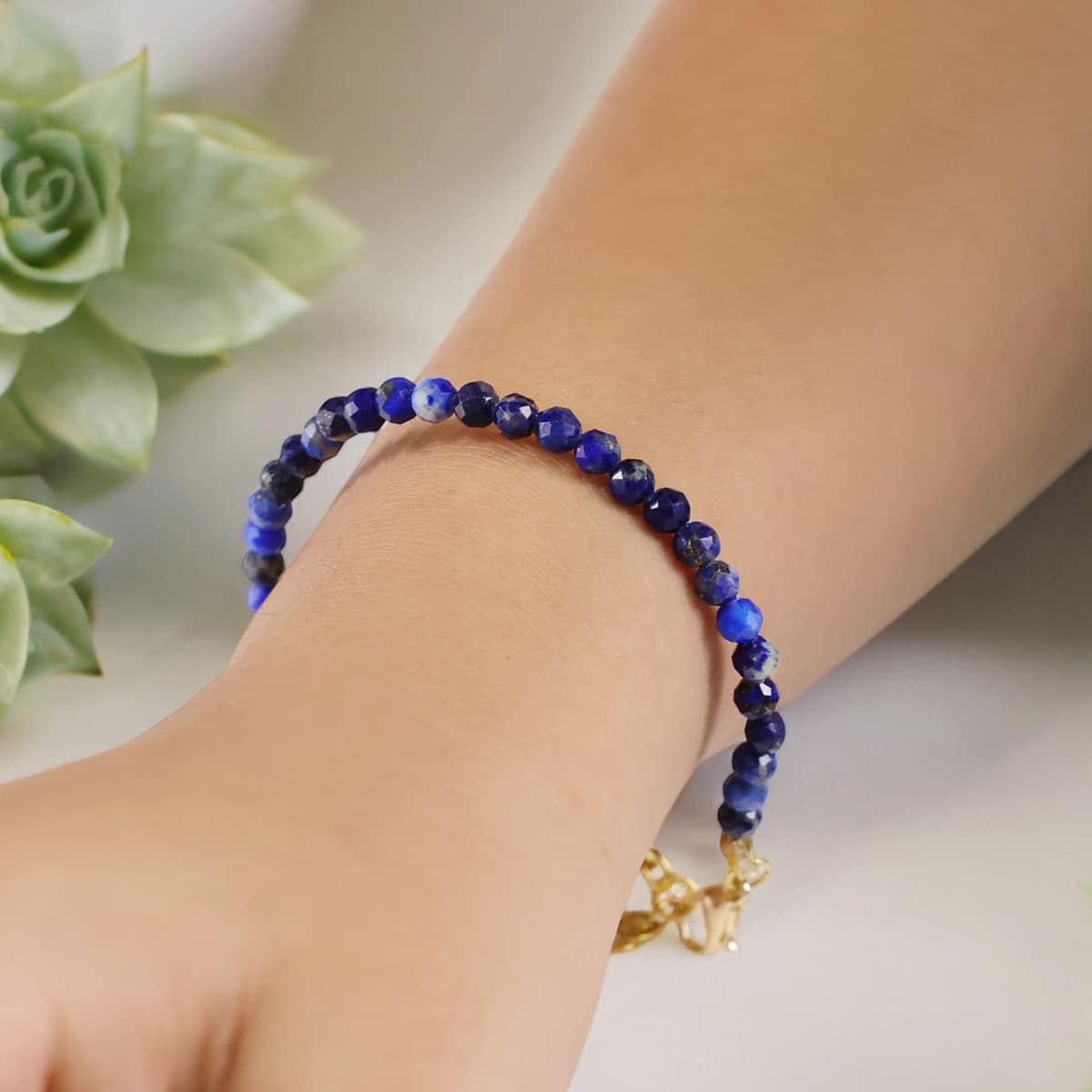 Lapis Lazuli Bracelet In 4mm Faceted Beads in India, US, UK, Australia, Europe