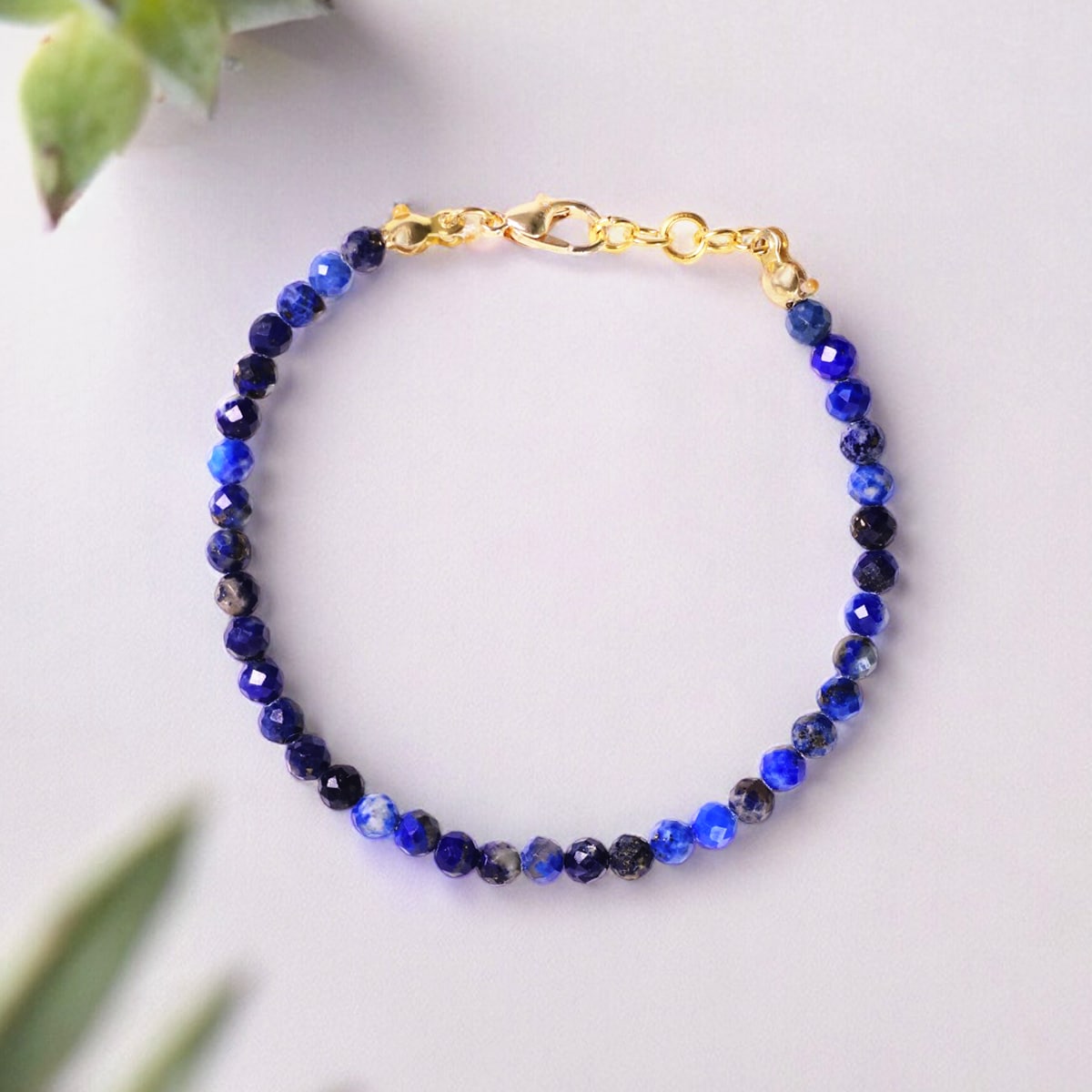 Lapis Lazuli Bracelet In 4mm Faceted Beads in India, US, UK, Australia, Europe