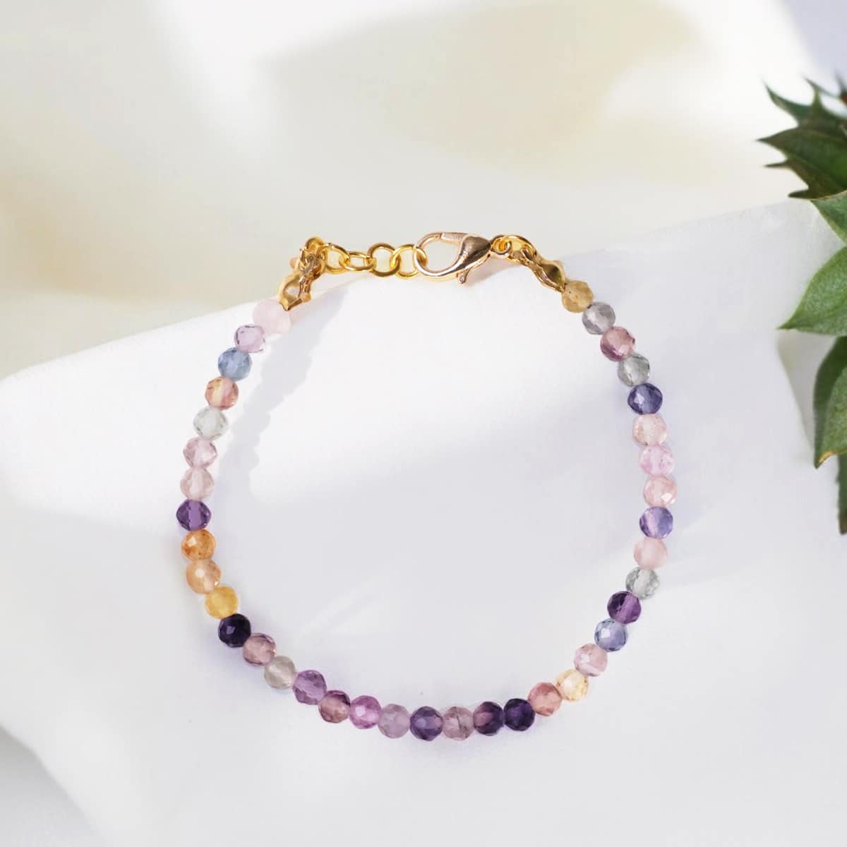 Multi Fluorite Bracelet In 4mm Faceted Beads in India, US, UK, Australia, Europe