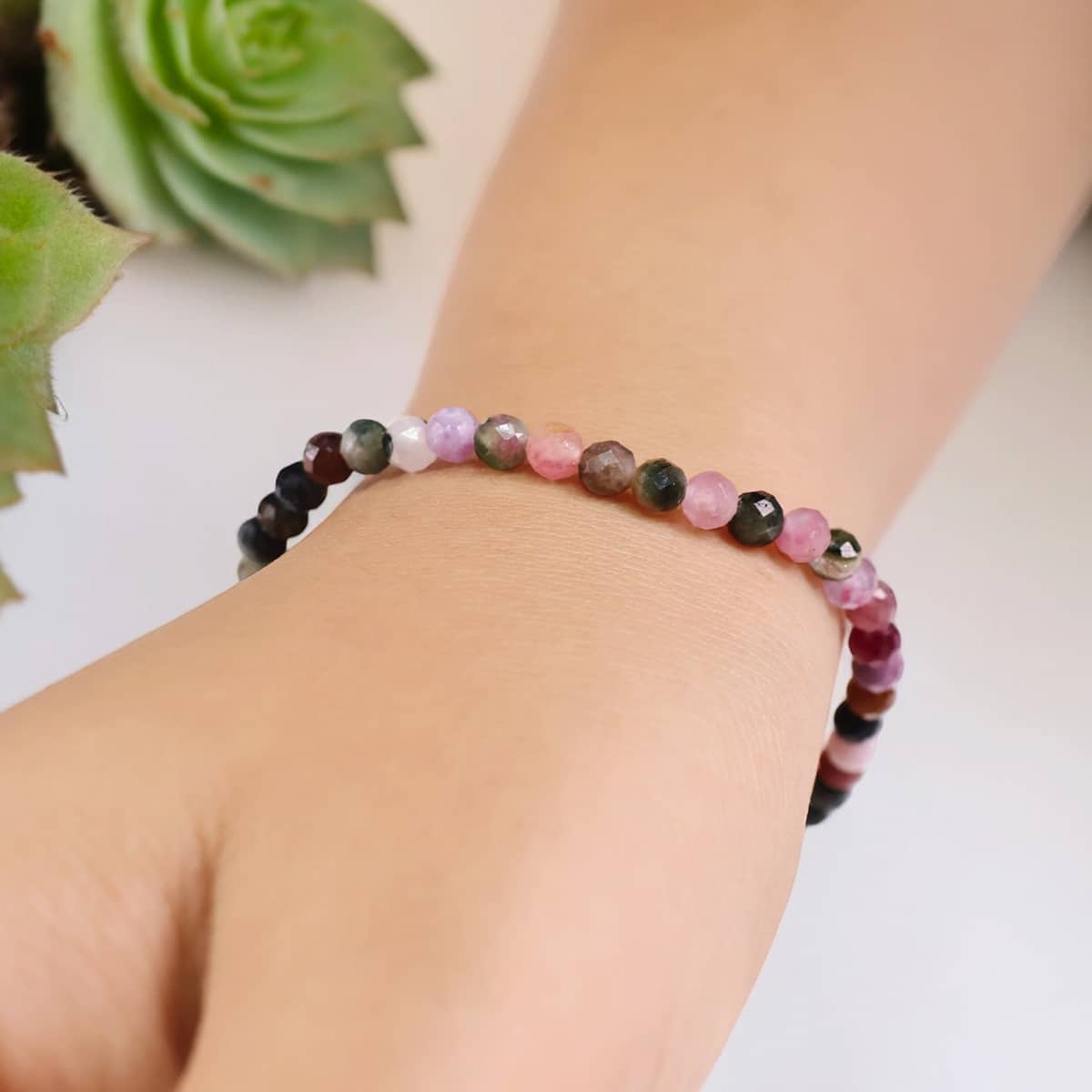Multi Tourmaline Bracelet In 4mm Faceted Beads in India, US, UK, Australia, Europe