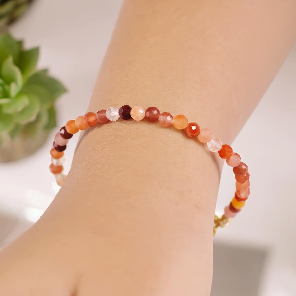 Red Carnelian Bracelet In 4mm Faceted Beads in India, US, UK, Australia, Europe