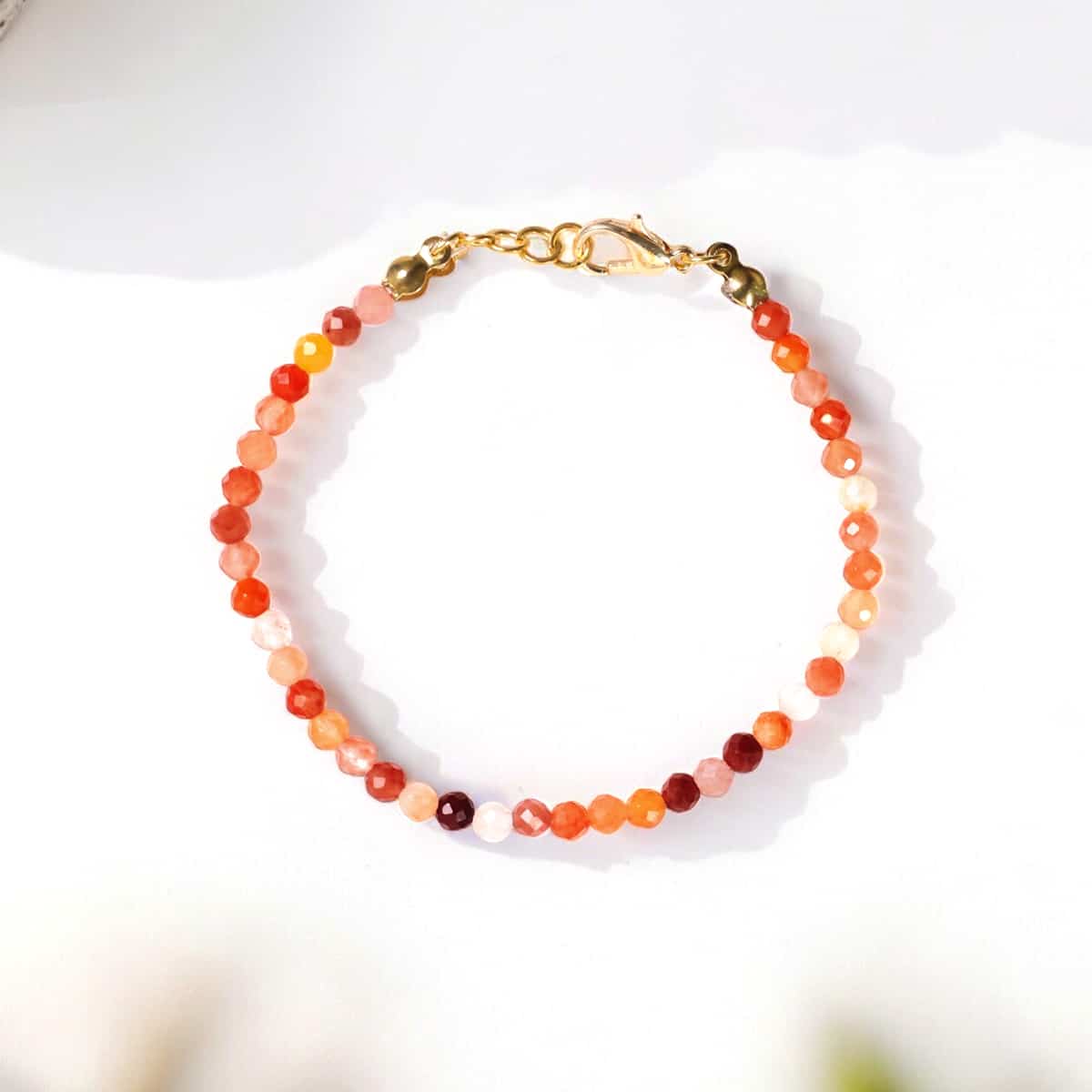 Red Carnelian Bracelet In 4mm Faceted Beads in India, US, UK, Australia, Europe