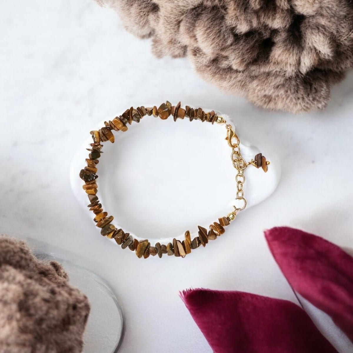 Tiger Eye Chips Chain Bracelet in India, US, UK, Australia, Europe