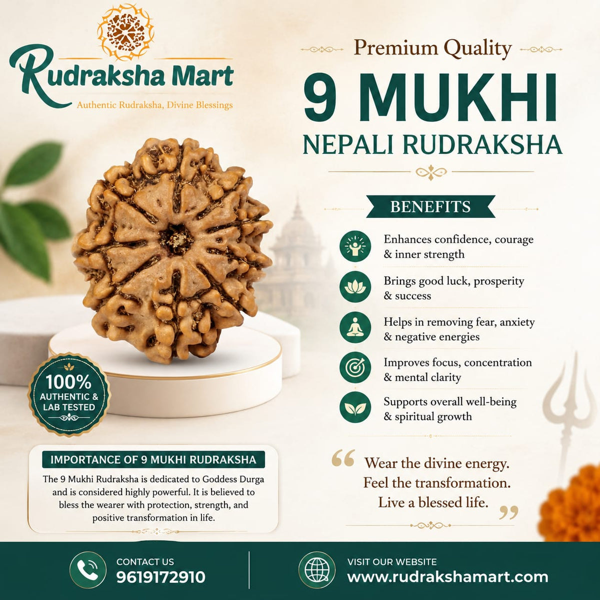 9 Mukhi Nepali Rudraksha in India, US, UK, Australia, Europe