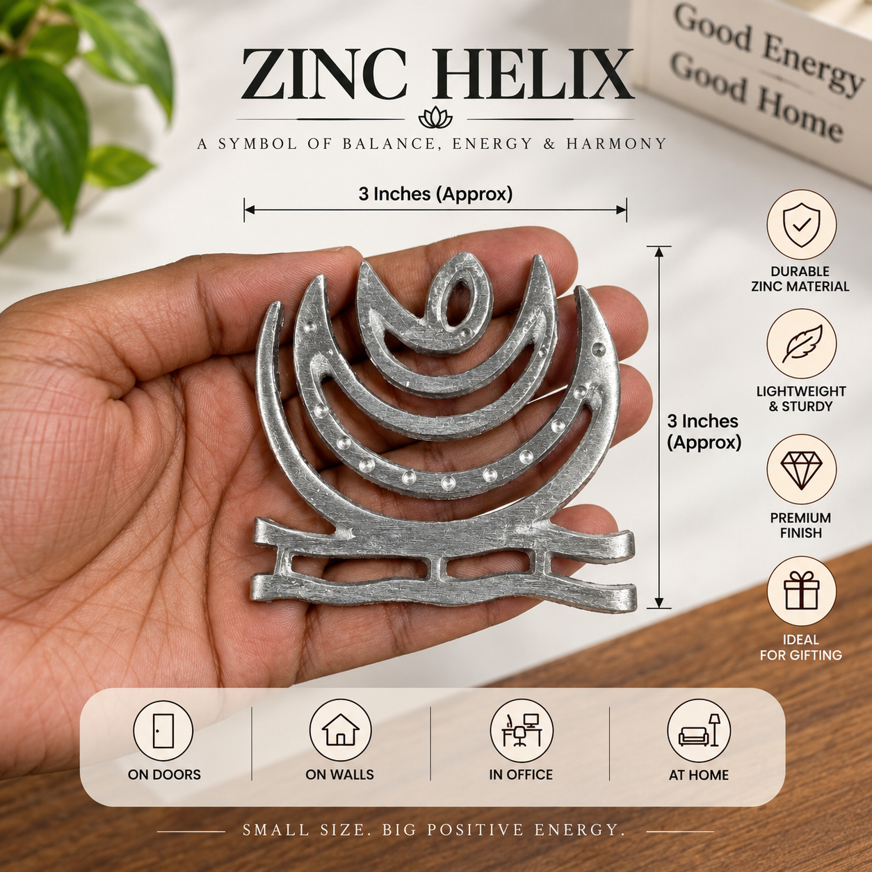Zinc Helix - Vastu Product For North East Dosh - 3 Inch in India, US, UK, Australia, Europe