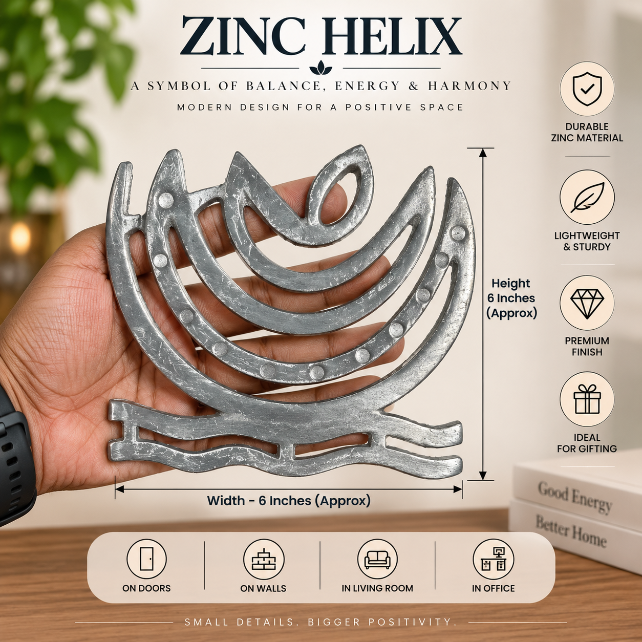Zinc Helix - Vastu Product For North East Dosh - 6 Inch in India, US, UK, Australia, Europe
