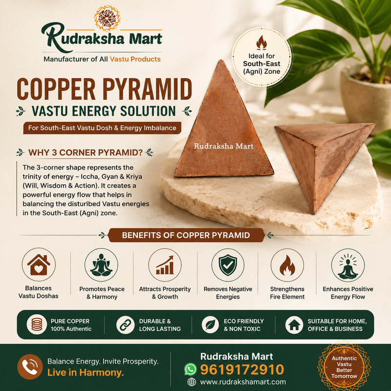 Copper Pyramid Vastu Energy for South East Vastu Dosh Defects- Triangle Shape in India, US, UK, Australia, Europe