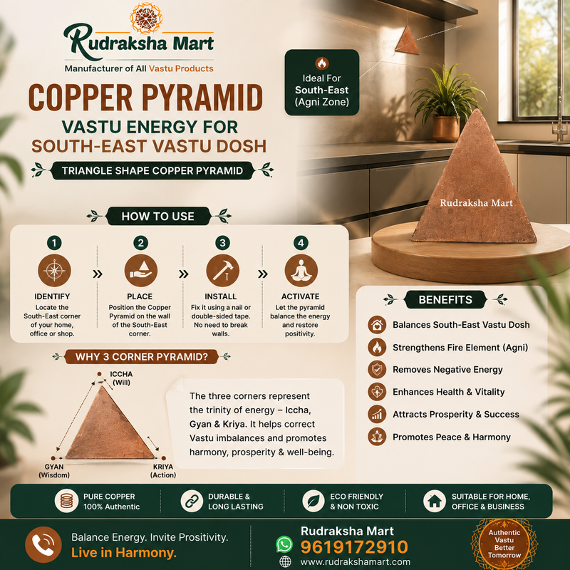 Copper Pyramid Vastu Energy for South East Vastu Dosh Defects- Triangle Shape in India, US, UK, Australia, Europe
