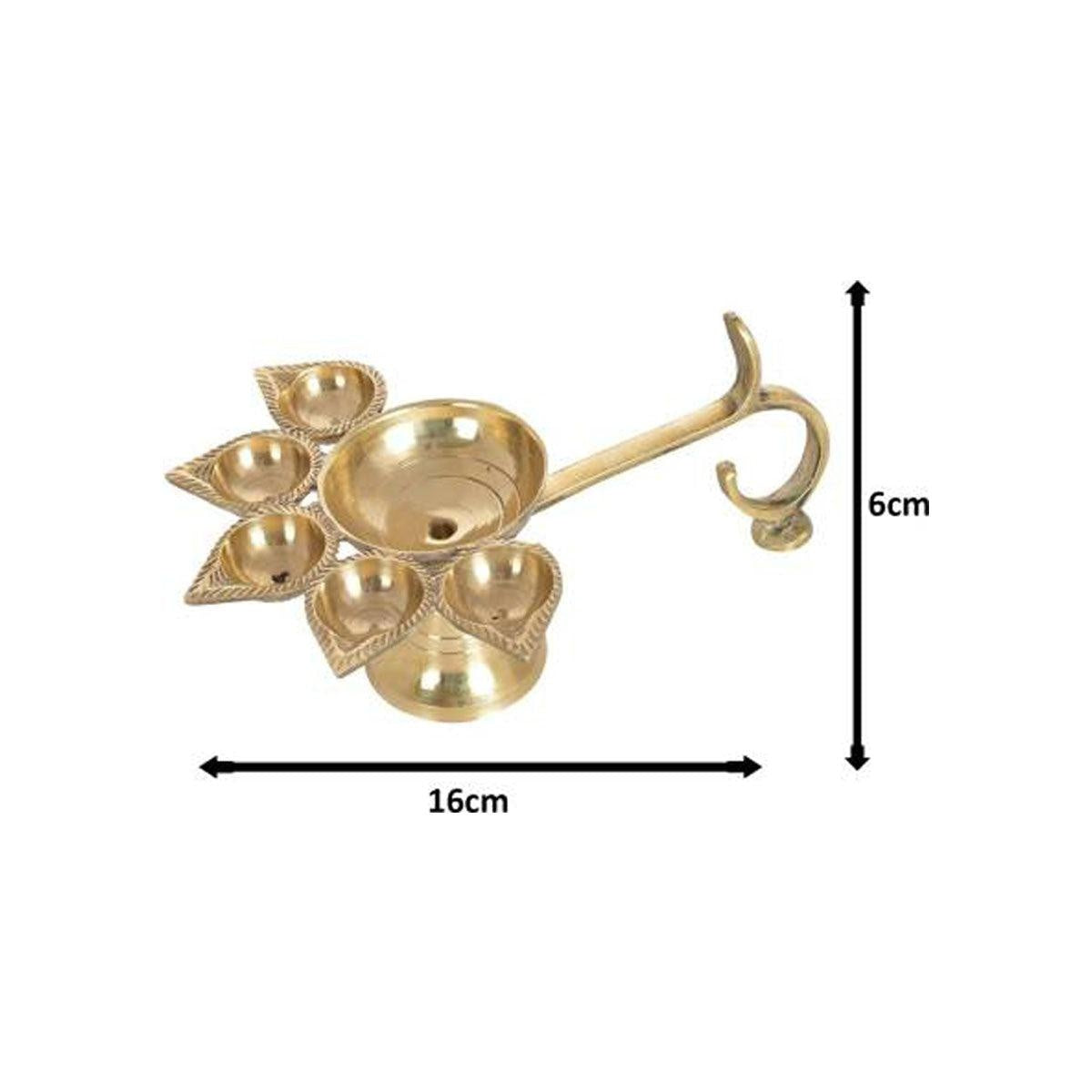 Brass Punch Mukhi Aarti Diya Jyoti Diya Oil Puja Lamp Puja Diya Aarti Diya Brass Table D in India, US, UK, Australia, Europe