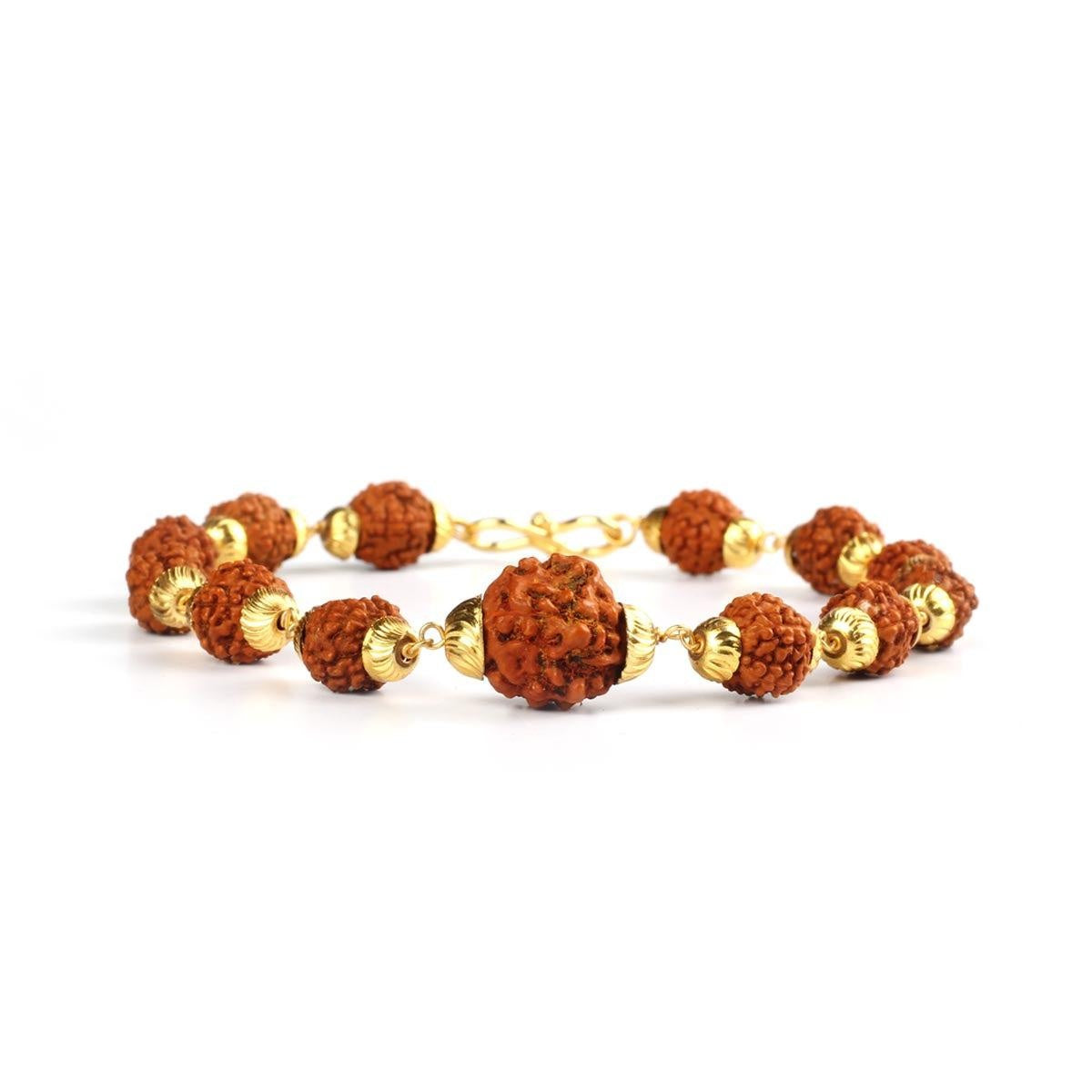 5 Mukhi Java Rudraksha Gold Plated Bracelet Option 2 in India, US, UK, Australia, Europe