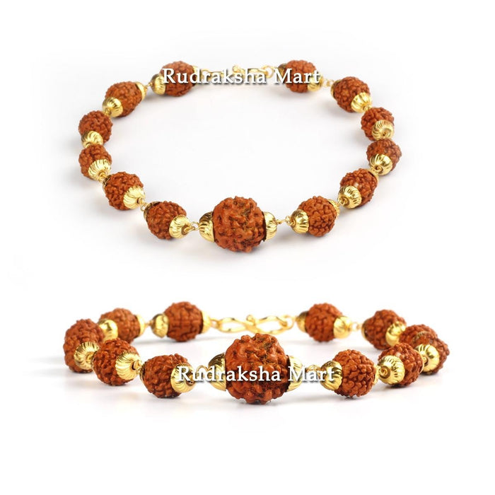5 Mukhi Java Rudraksha Gold Plated Bracelet in India, US, UK, Australia, Europe