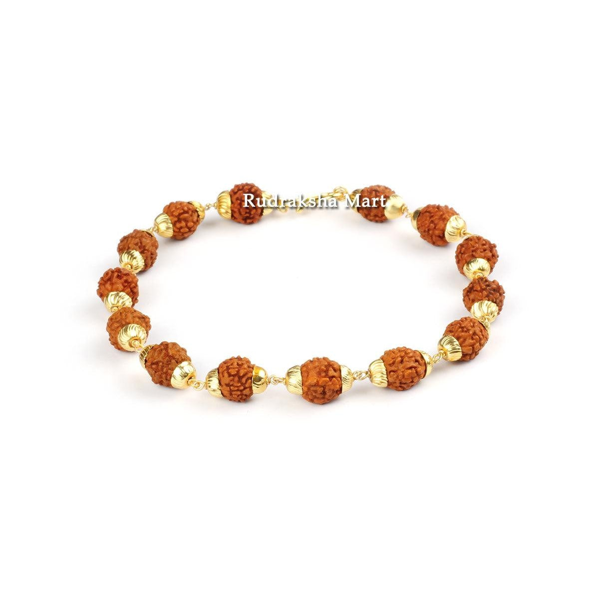 5 Mukhi Java Rudraksha Gold Plated Bracelet in India, US, UK, Australia, Europe