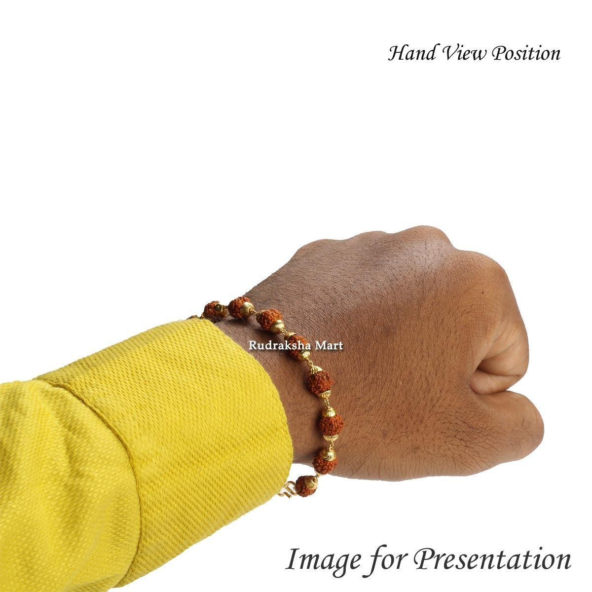 5 Mukhi Java Rudraksha Gold Plated Bracelet in India, US, UK, Australia, Europe