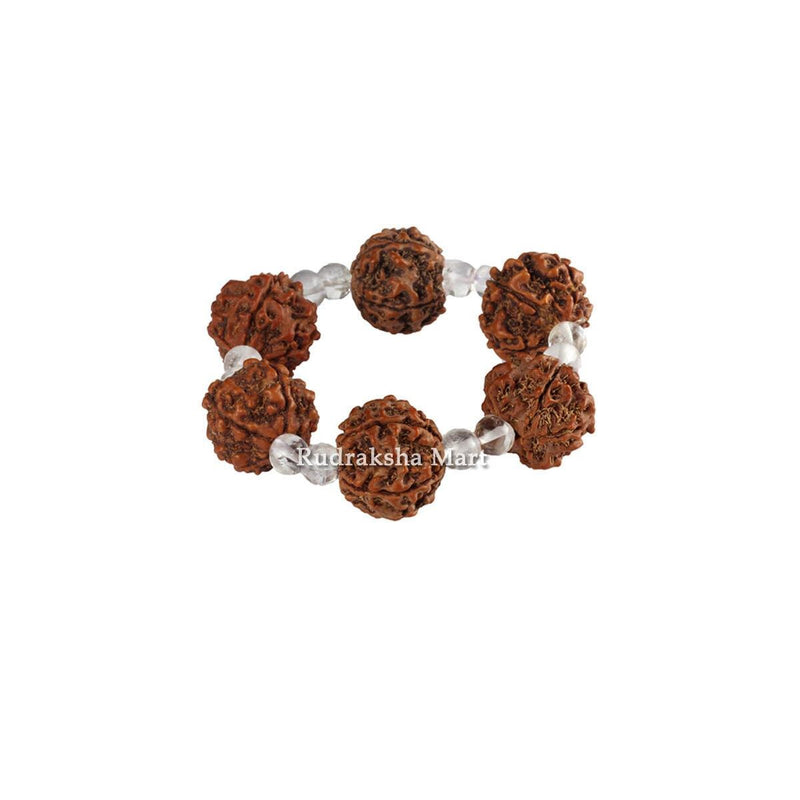 5 Mukhi Nepali Rudraksha with Sphatik Bracelet - Adjustable in India, US, UK, Australia, Europe