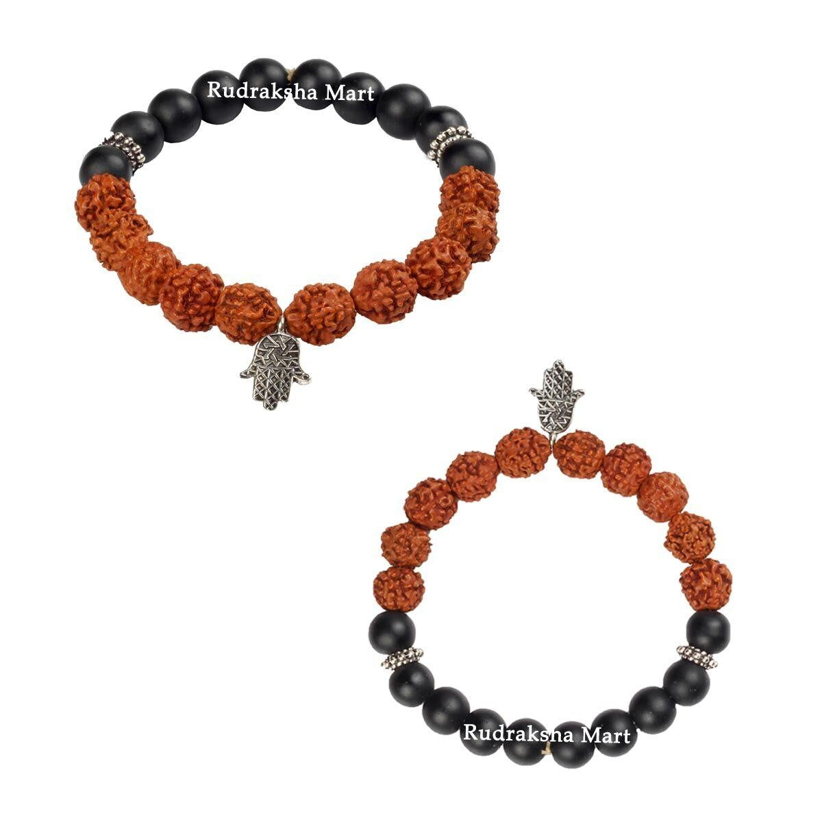 5 Mukhi Java Rudraksha with Black Beads Adjustable Bracelet in India, US, UK, Australia, Europe