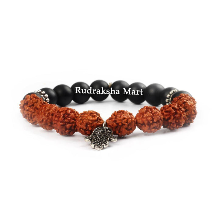 5 Mukhi Java Rudraksha with Black Beads Adjustable Bracelet in India, US, UK, Australia, Europe