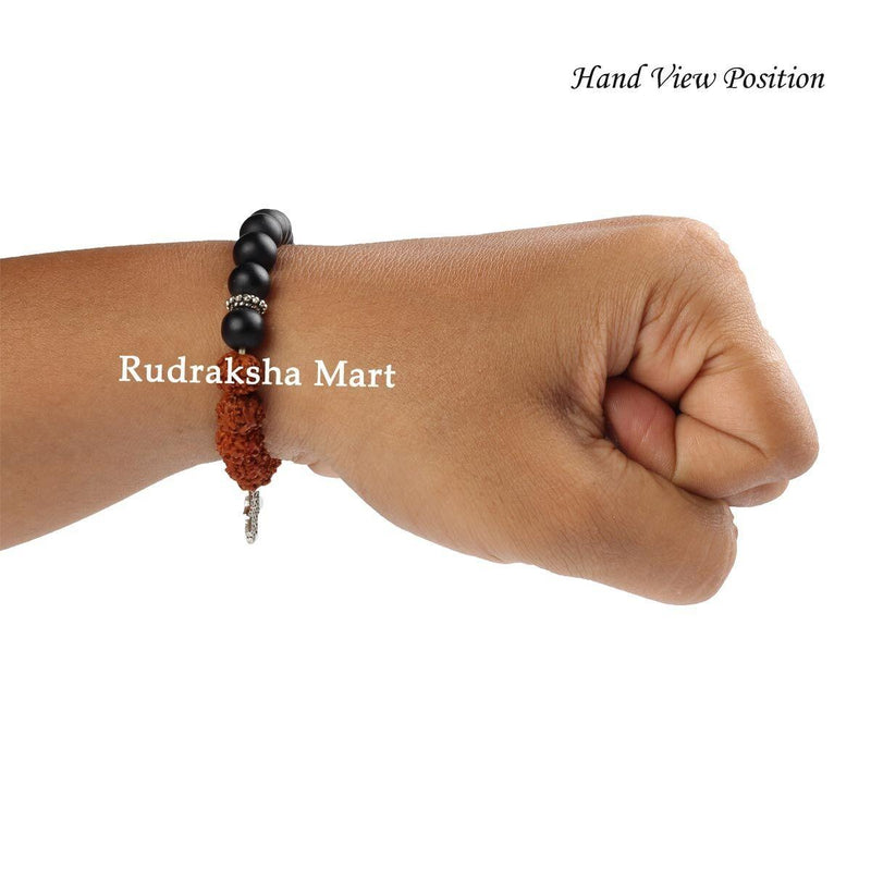 5 Mukhi Java Rudraksha with Black Beads Adjustable Bracelet in India, US, UK, Australia, Europe