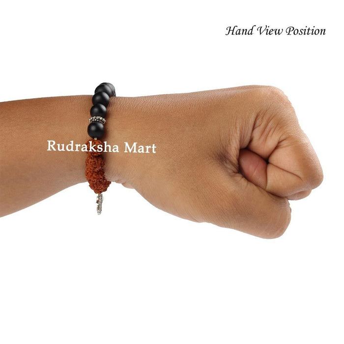 5 Mukhi Java Rudraksha with Black Beads Adjustable Bracelet in India, US, UK, Australia, Europe