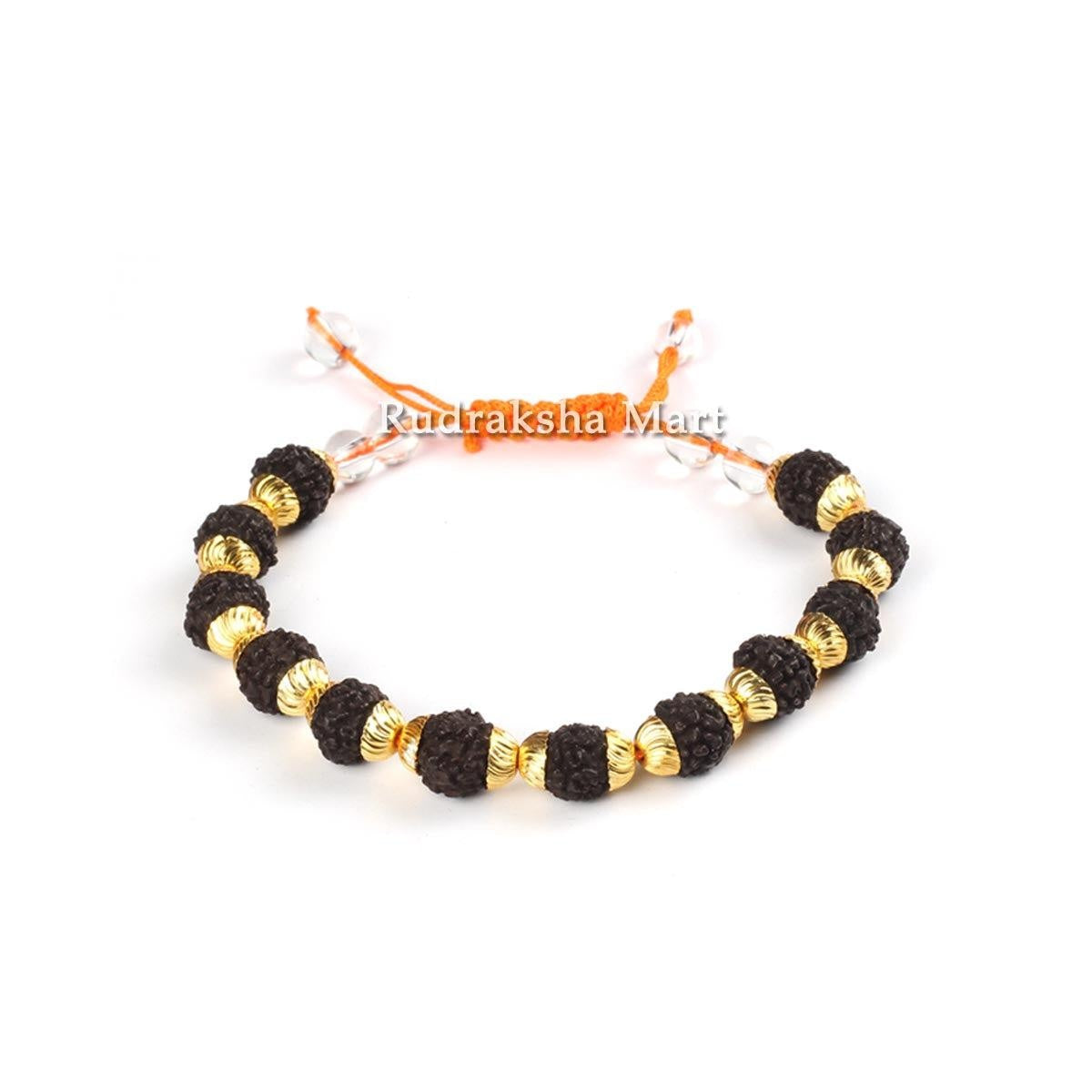 5 Mukhi Java Black Rudraksha in Gold Plated Caps with Adjustable Thread in India, US, UK, Australia, Europe