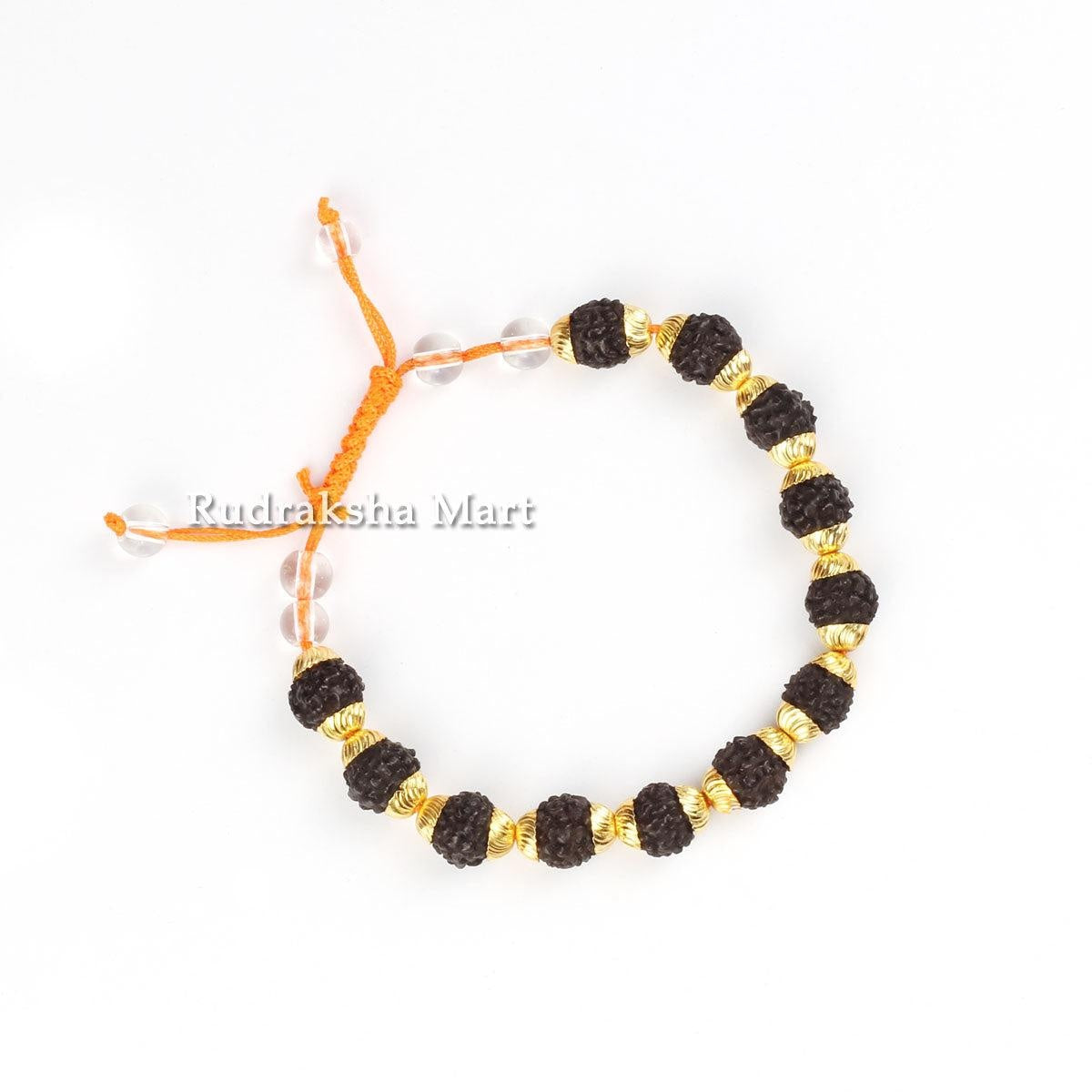 5 Mukhi Java Black Rudraksha in Gold Plated Caps with Adjustable Thread in India, US, UK, Australia, Europe
