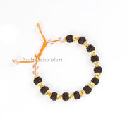 5 Mukhi Java Black Rudraksha in Gold Plated Caps with Adjustable Thread in India, US, UK, Australia, Europe
