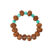 7 Mukhi Java Rudraksha with Turquoise Stretchable Bracelet in India, US, UK, Australia, Europe
