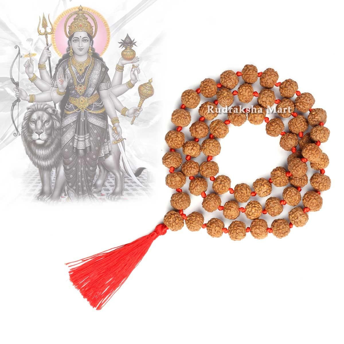 9 Mukhi Rudraksha Mala - 54 Bead inbetween Ganth in India, US, UK, Australia, Europe