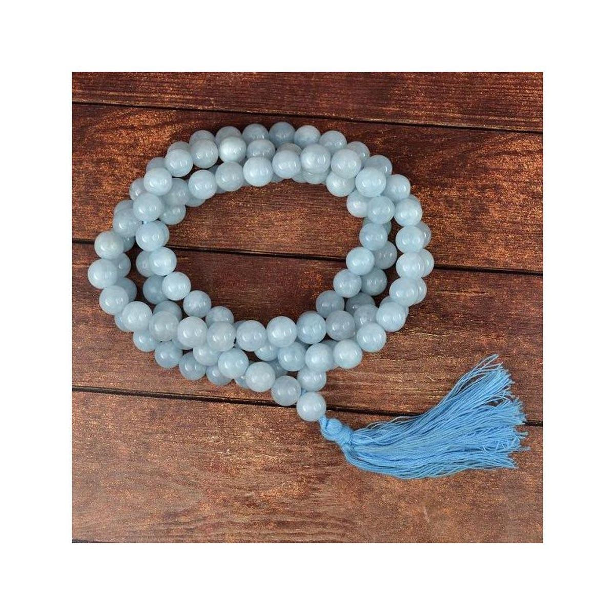 Aquamarine Round Beads Mala in India, US, UK, Australia, Europe