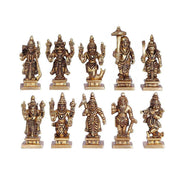Brass Dashavatara Dasavatharam of Lord Vishnu Statues Ten Incarnations Avatars Idol Murti for Mandir Puja Temple in India, US, UK, Australia, Europe