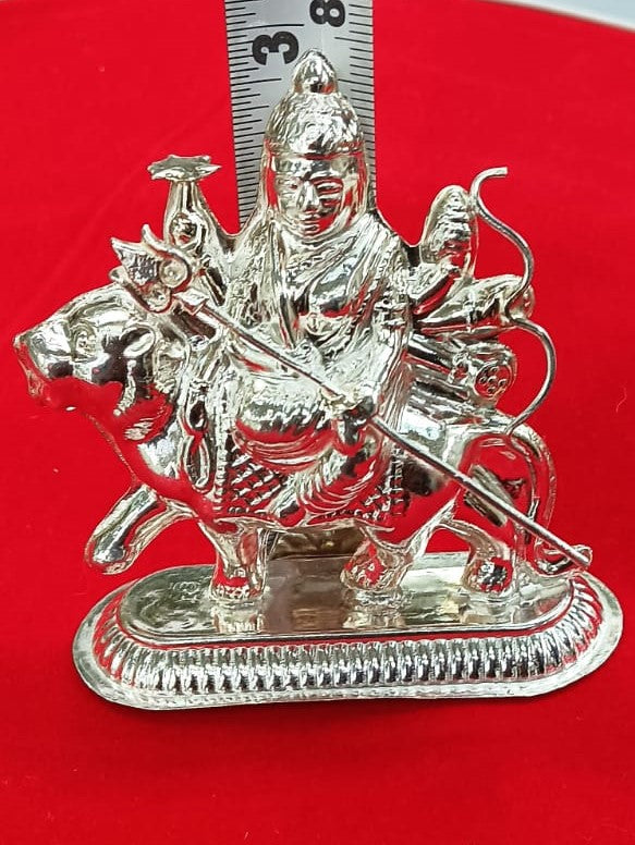 Pure Silver Durga Idol for Worship, Home Temple for Vastu, Pooja and Gifting in India, US, UK, Australia, Europe