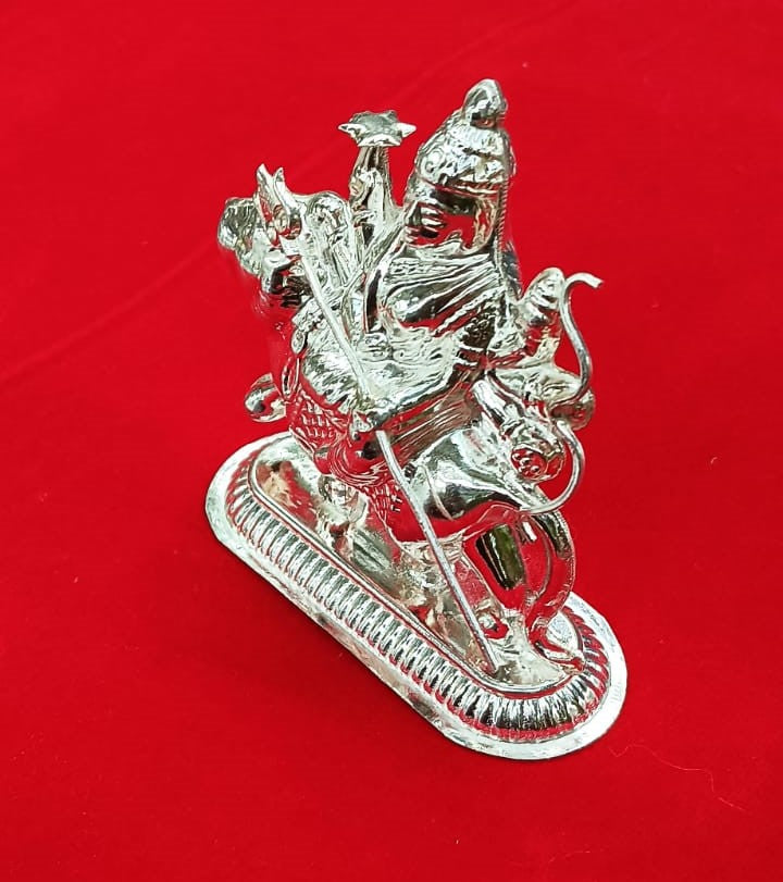 Pure Silver Durga Idol for Worship, Home Temple for Vastu, Pooja and Gifting in India, US, UK, Australia, Europe