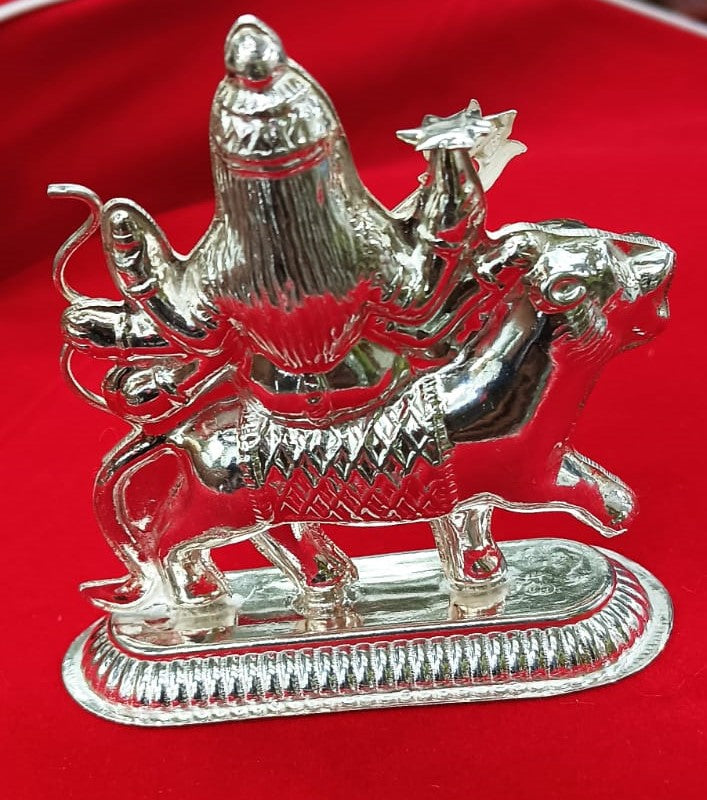 Pure Silver Durga Idol for Worship, Home Temple for Vastu, Pooja and Gifting in India, US, UK, Australia, Europe