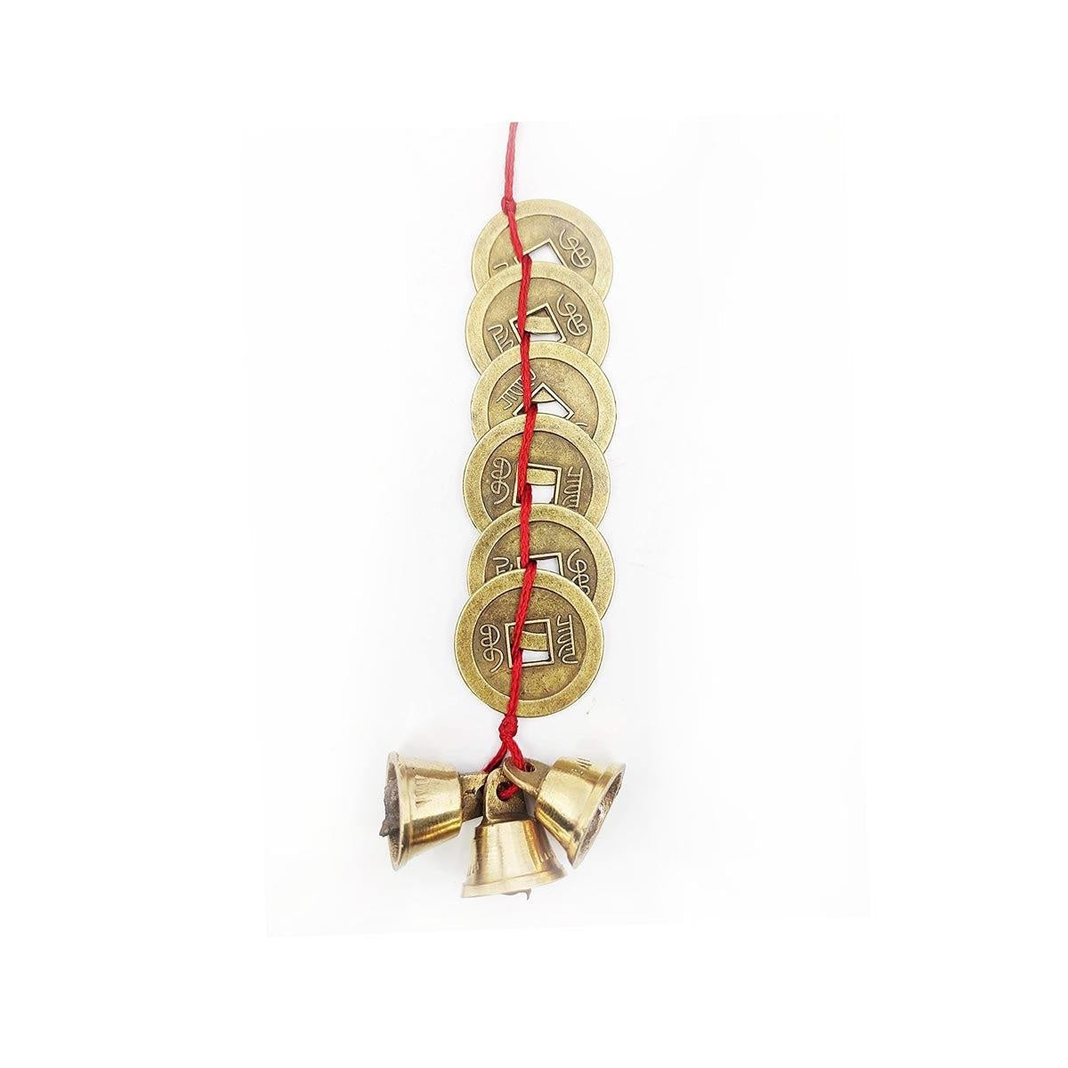 Feng Shui Vastu Lucky Hanging 3 Bell 6 Chinese Coins Main Entrance Door Hanging in India, US, UK, Australia, Europe