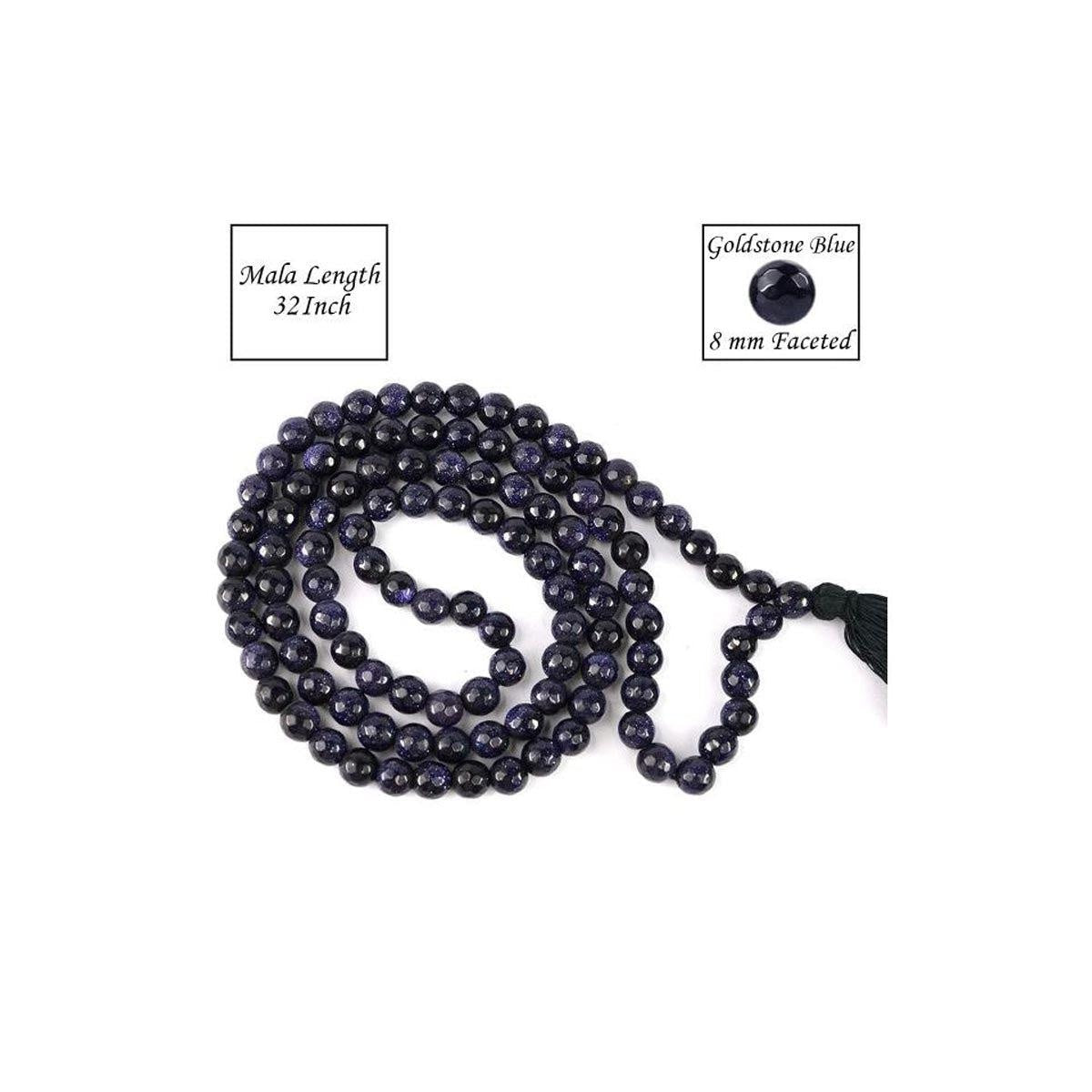 Goldstone Blue Beads Mala in India, US, UK, Australia, Europe