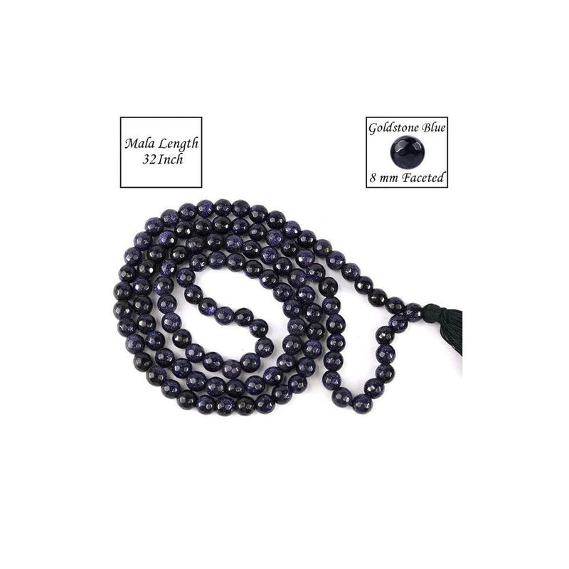 Goldstone Blue Beads Mala in India, US, UK, Australia, Europe