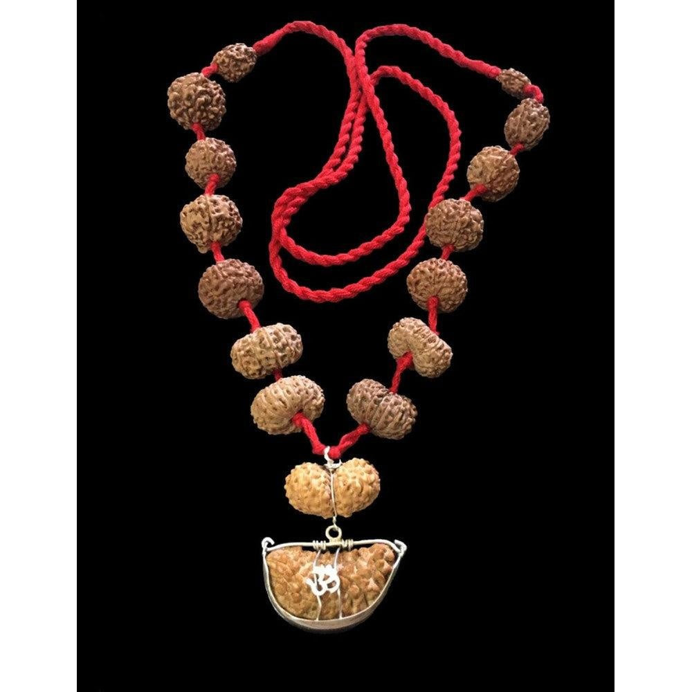 Siddha Mala 1 to 14 Mukhi + Ganesh and Gauri Shanakar Java Rudraksha Big Size Beads In Red Thread Lab Certified in India, US, UK, Australia, Europe