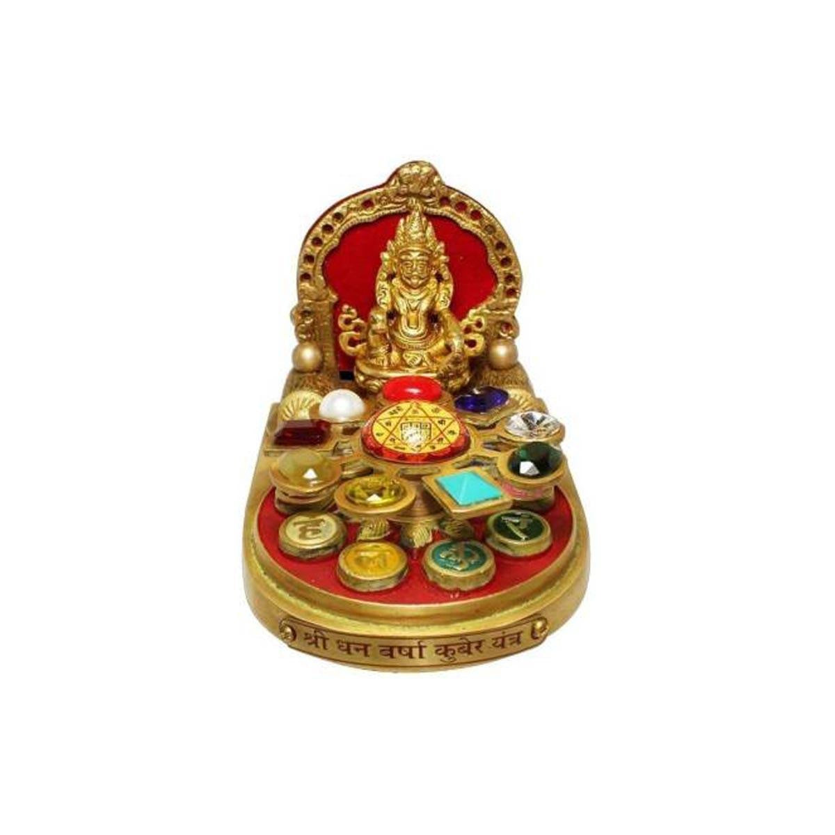Shri Dhanvarsha Kuber Yantra Chowki In Brass in India, US, UK, Australia, Europe