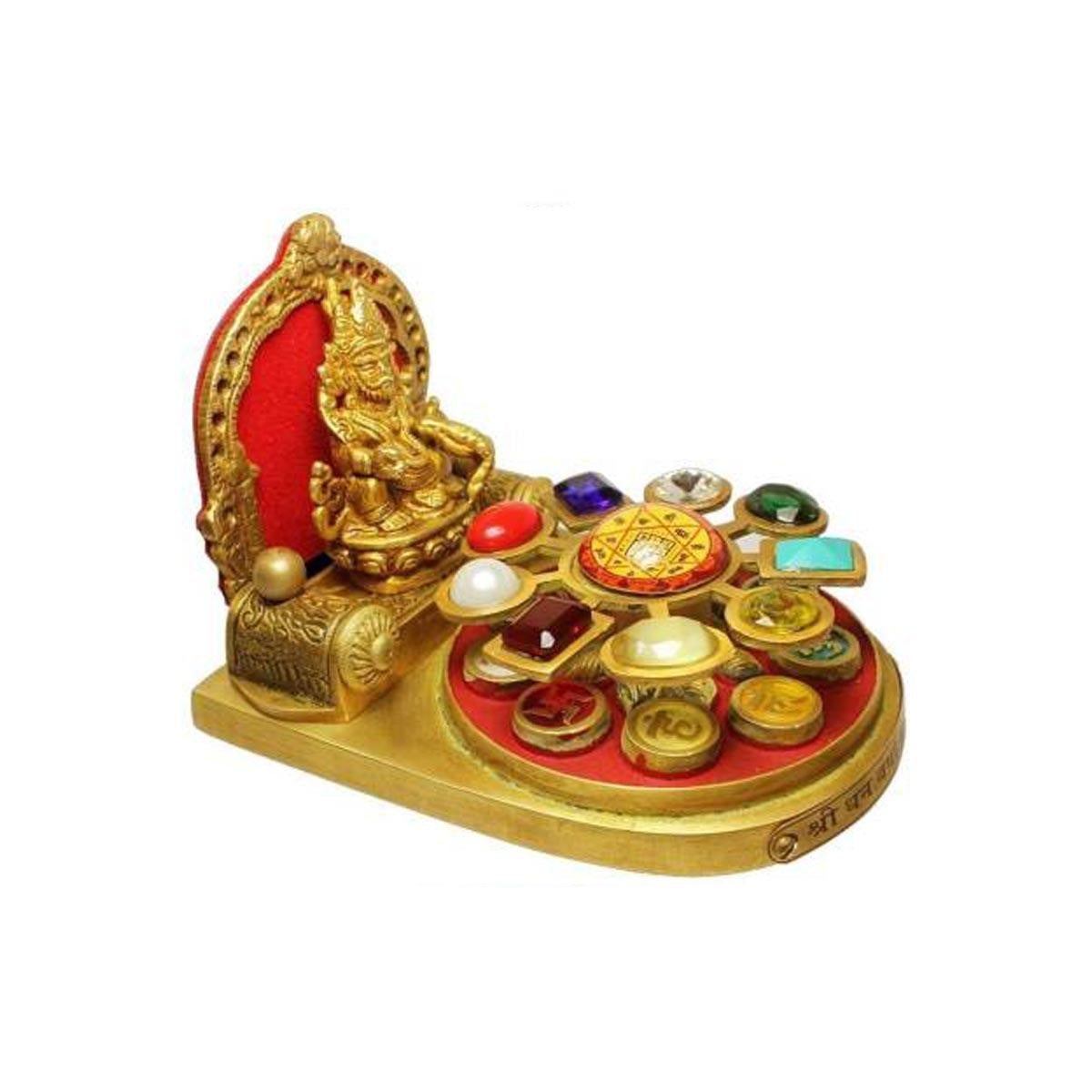Shri Dhanvarsha Kuber Yantra Chowki In Brass in India, US, UK, Australia, Europe