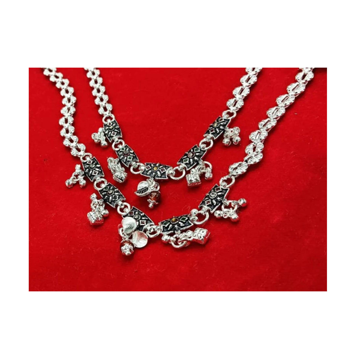 Pure 925 Silver Oxidized Anklet Pair in India, US, UK, Australia, Europe