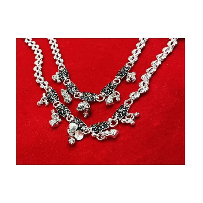 Pure 925 Silver Oxidized Anklet Pair in India, US, UK, Australia, Europe