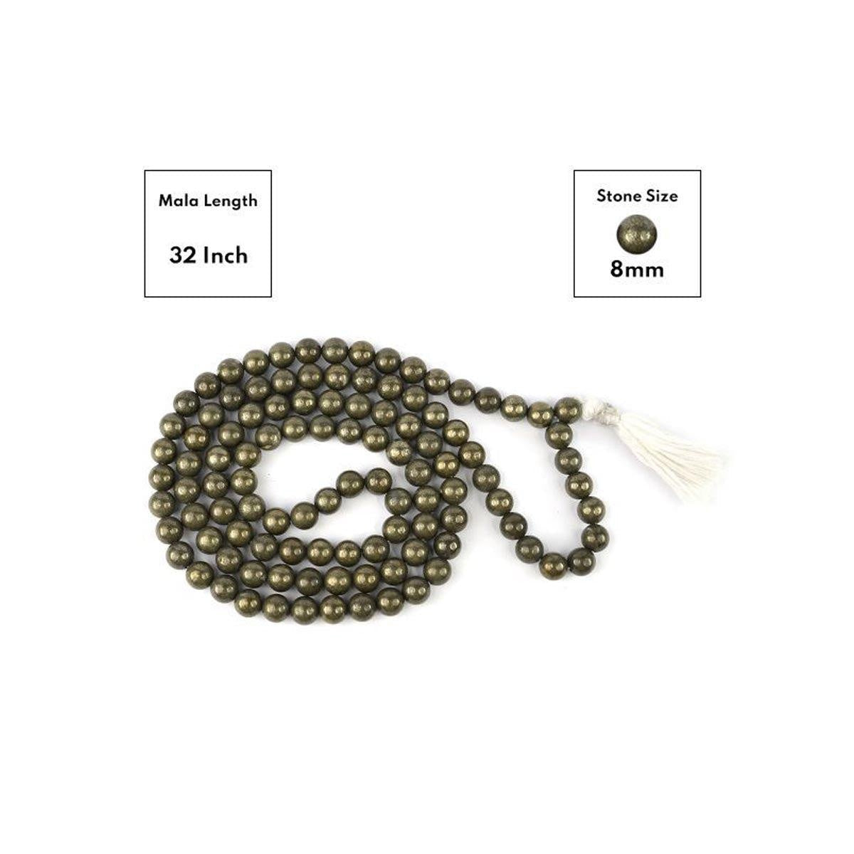 Pyrite Round Bead Mala in India, US, UK, Australia, Europe