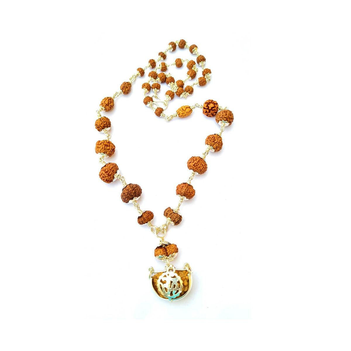 1 to 14 Mukhi Java Rudraksha Beads Siddha Mala In Pure Silver with 5 Mukhi Rudraksha Lab Certified in India, US, UK, Australia, Europe