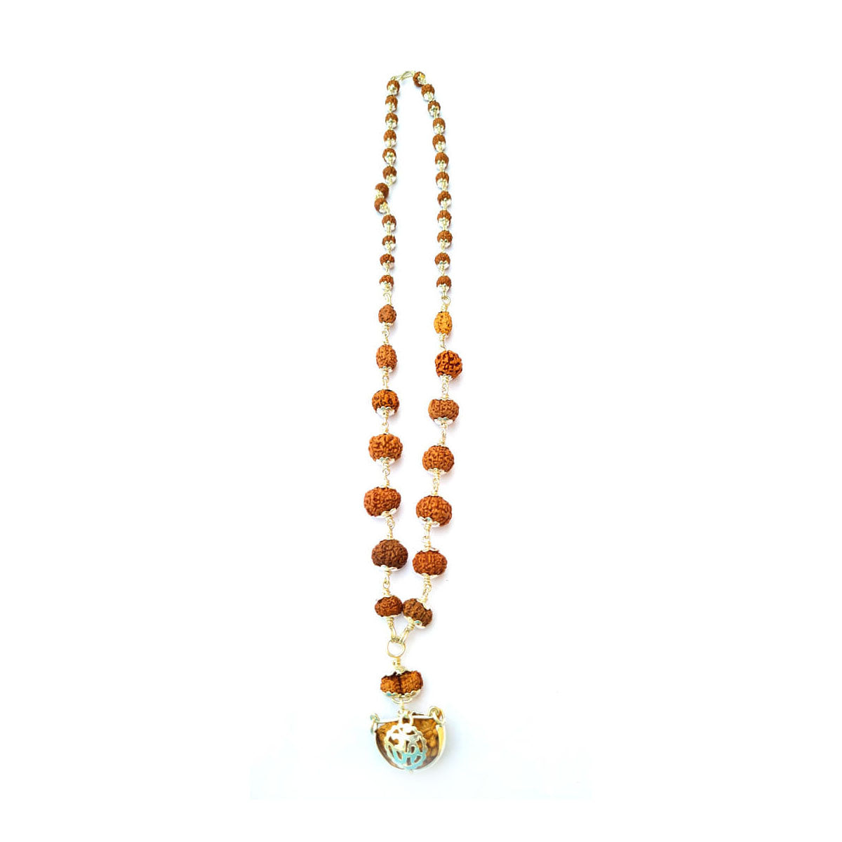 1 to 14 Mukhi Java Rudraksha Beads Siddha Mala In Pure Silver with 5 Mukhi Rudraksha Lab Certified in India, US, UK, Australia, Europe