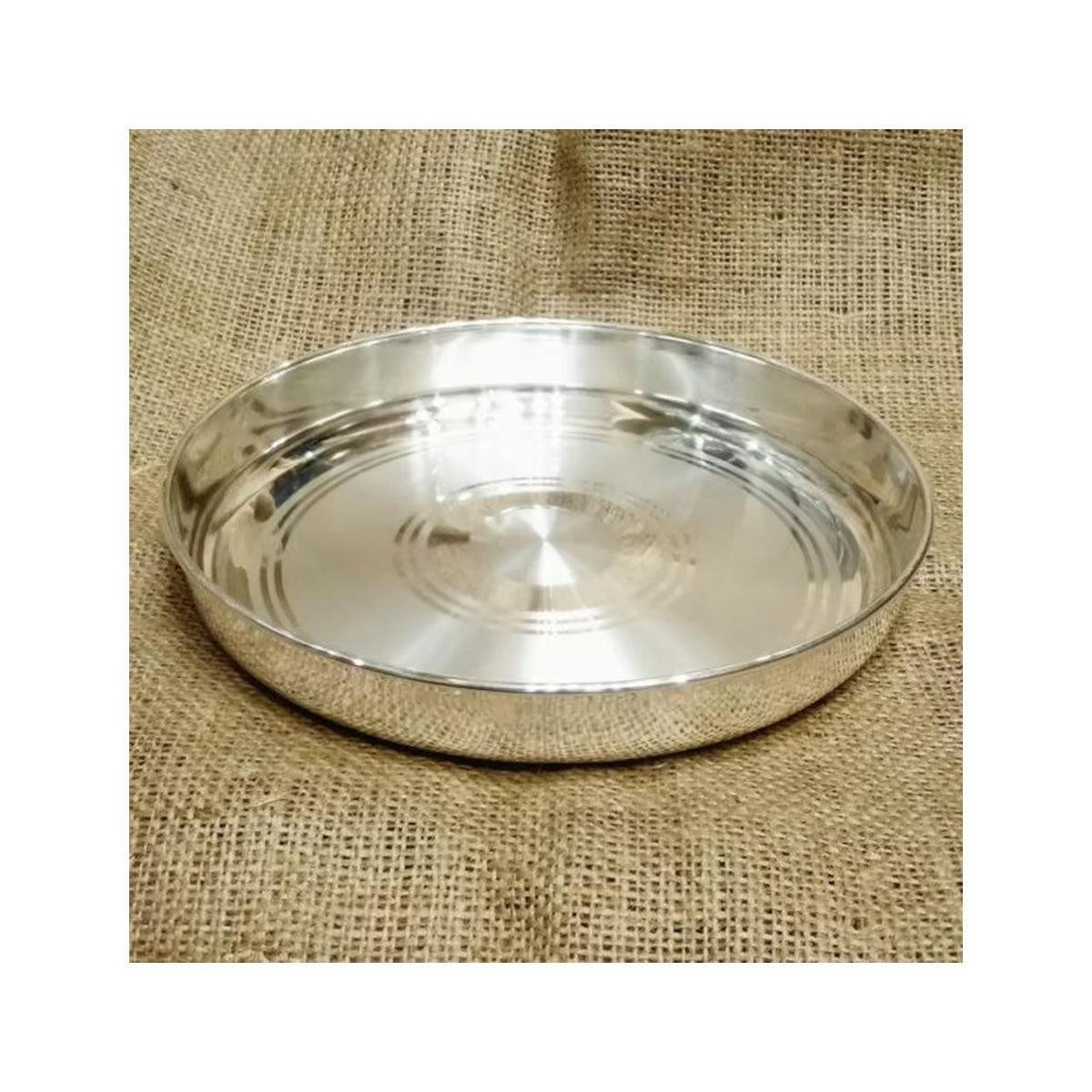 80% Pure Silver Handmade solid Plan Silver Thali, Plate/ Tray for prasad, baby Food in India, US, UK, Australia, Europe