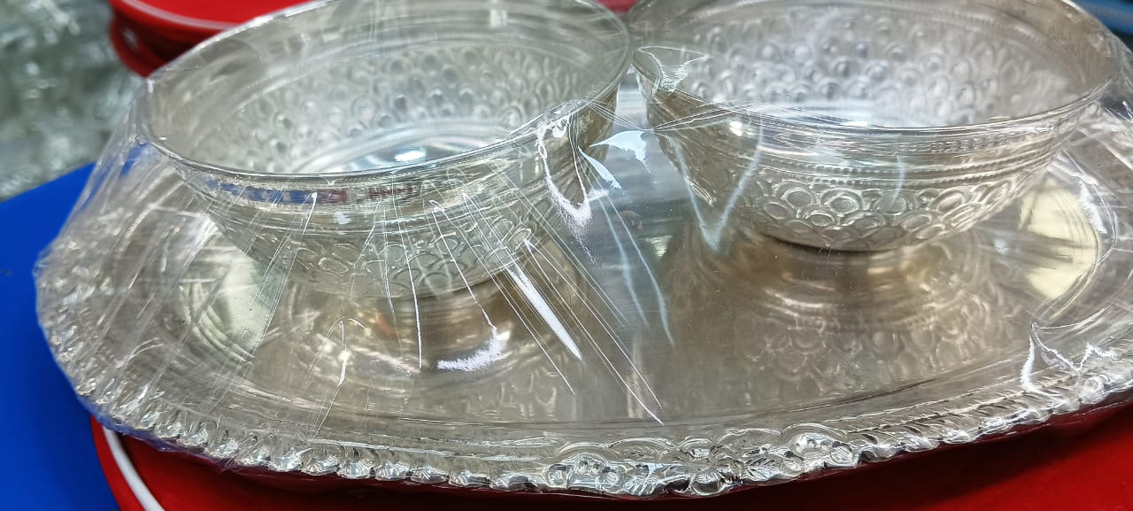 Pure Silver Bowl Set with Designer Tray for Gifting Joyful Occasions and other Festive Season- 179 Gram in India, US, UK, Australia, Europe