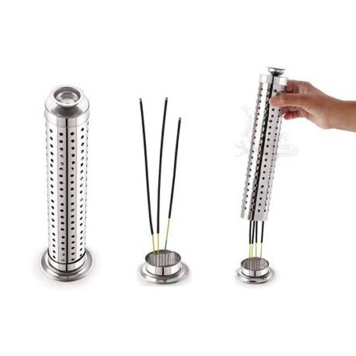 Agarbatti Stand with Dhoop In Silver Steel Incense Holder in India, US, UK, Australia, Europe