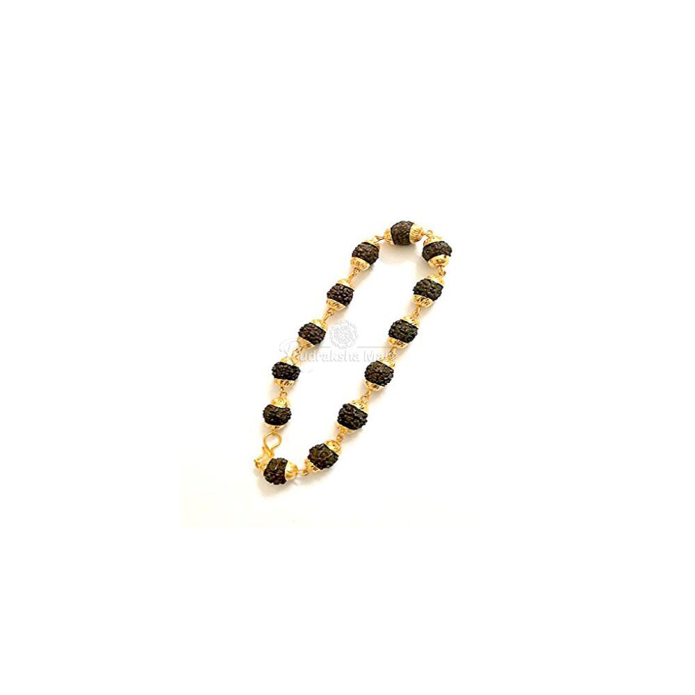 5 Mukhi Java Black Rudraksha Gold Plated Bracelet in India, US, UK, Australia, Europe